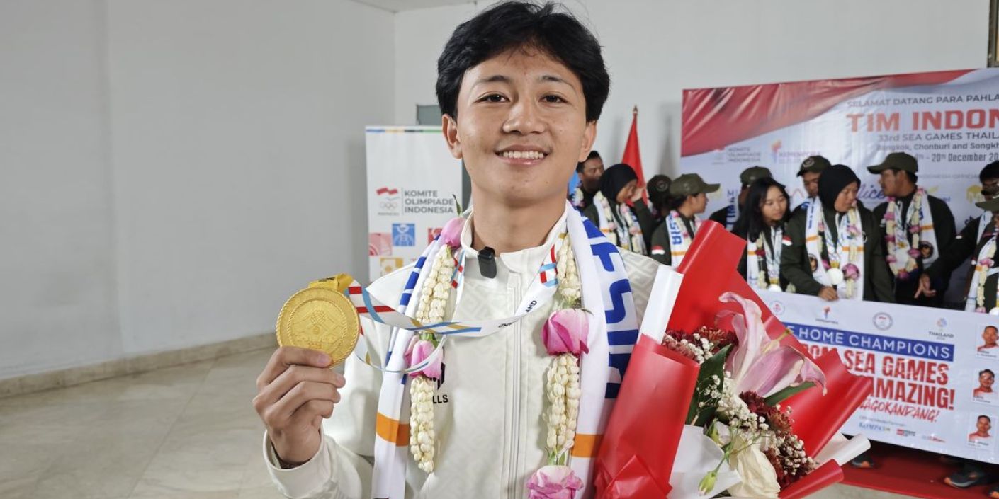 FOTO: Basral Graito Atlet Skateboard Indonesia Peraih Emas SEA Games 2025 (sumber: KOMPAS.com/Pratama Yudha)