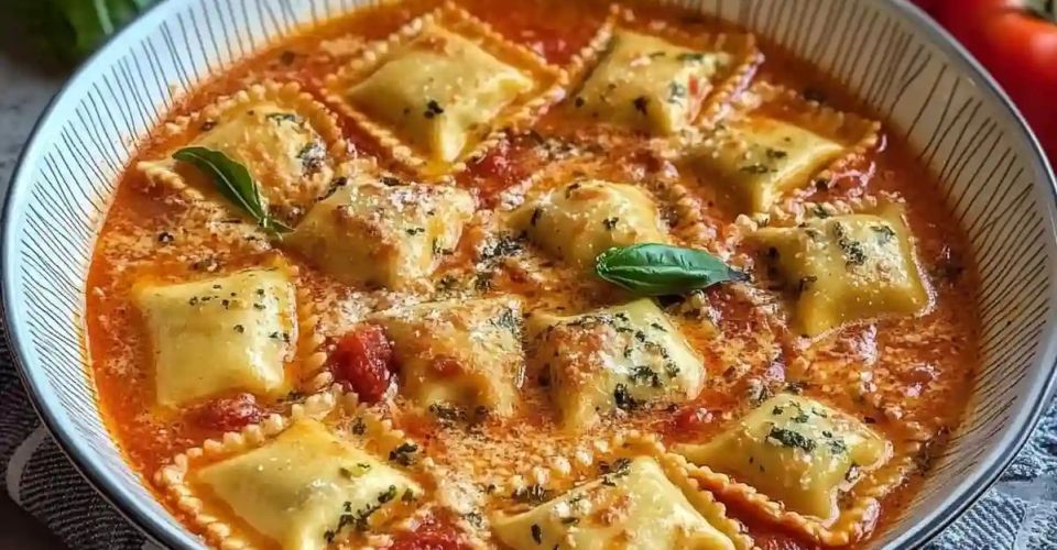 FOTO: Ravioli Pasta dengan Saus Tomat khas Itali (sumber: Baudre Recipes)
